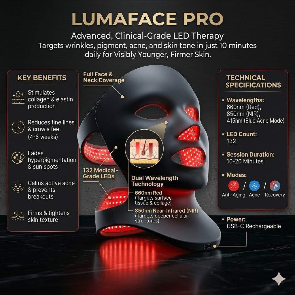 LumaFace Pro Red Light Therapy Mask